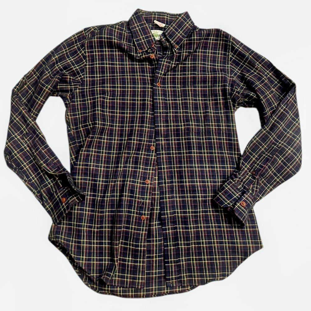 Vintage Lacoste by Izod Flannel Shirt Mens Large Made in Hong Kong Plaid Button